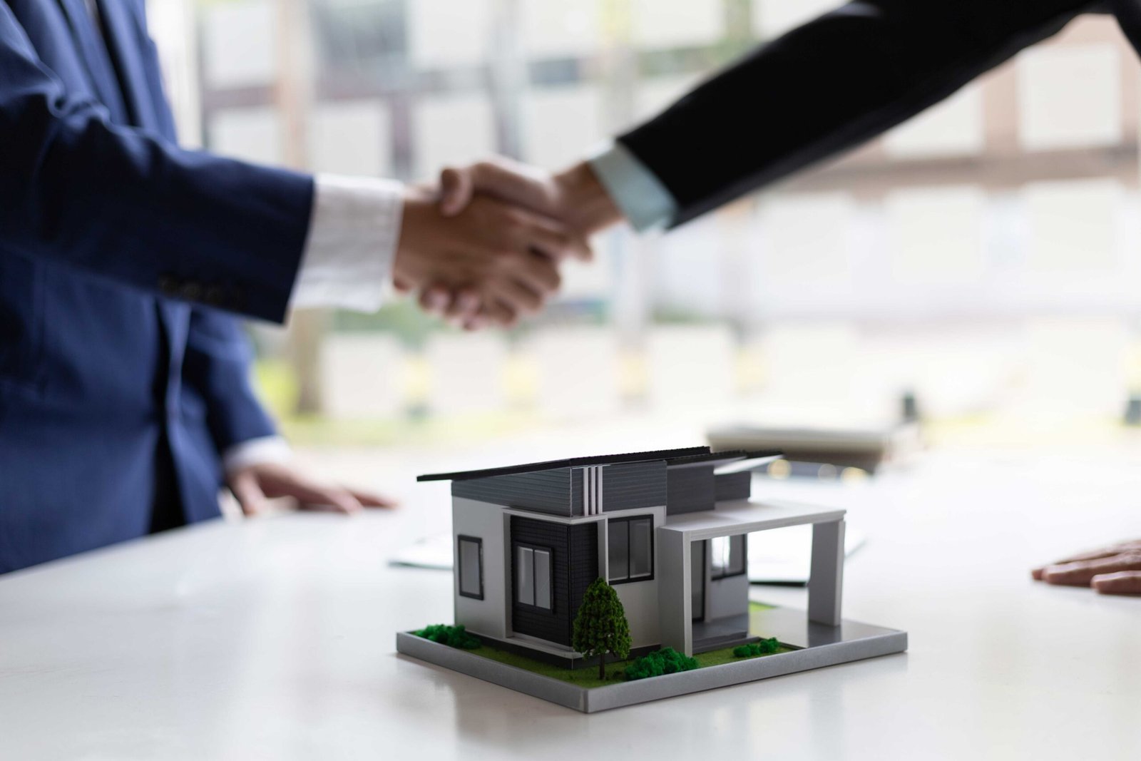 personas tomadas de la mano mientras venden una casa