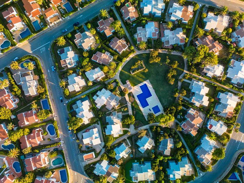 vista de casas desde el cielo